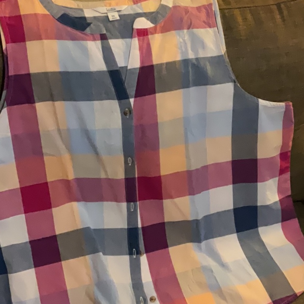 Kohls Croft & barrow Multicolor Plaid Sleeveless Blouse